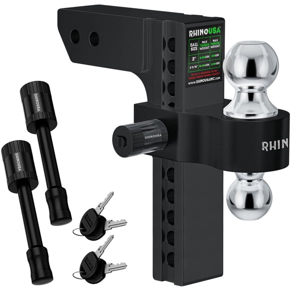 Enganche de remolque Rhino USA ajustable, caída de 10 pulgadas, receptor de 2 pulgadas