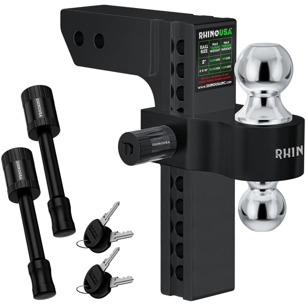 Enganche de remolque Rhino USA ajustable, caída de 10 pulgadas, receptor de 2 pulgadas