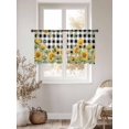 thumbnail image 2 of Sunflower Sheer Curtains 45 Inch Length 2 Panels Set, Summer Eucalyptus Botanical Floral Black Plaid Voile Window Treatment Rod Pocket Small Kitchen Curtains Drapes for Bedroom 52"x45"x2, 2 of 7
