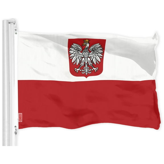G128 Poland ENSIGN Flag | 3x5 feet | Printed 150D – Indoor/Outdoor, Vibrant Colors, Brass Grommets, Quality Polyester, Much Thicker More Durable Than 100D 75D Polyester