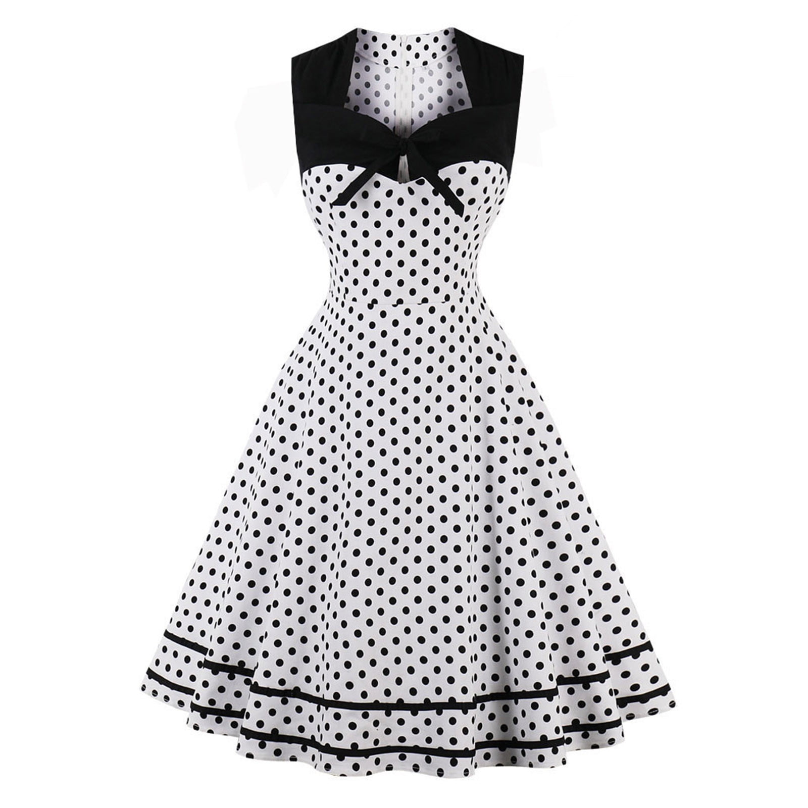 KONBECA 1950's Dresses for Women Vintage, Sleeveless Hollow MidLength