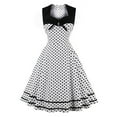 thumbnail image 1 of Pisexur Robe Sans Manches Col en V Femme Mode Solide Sans Manches Col Nœud Polka Vintage Robe Femme Coiffeuse, 1 of 9
