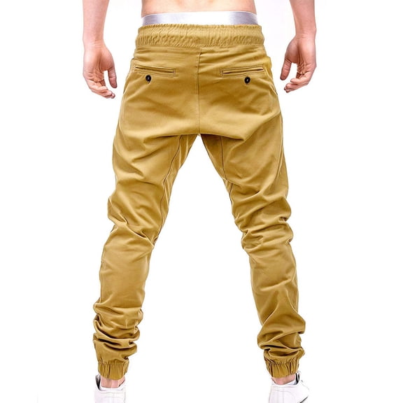 Aayomet Mens Work Pants Mens Joggers Workout Pants Slim Fit Lightweight Track Pants Jogger Pants with Zipper Pockets,Yellow XXL
