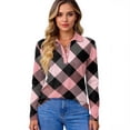 thumbnail image 4 of Women's Polo Shirt Long Sleeve Tops Collared Button Down Golf Tee Casual Spring Summer Work T Shirts Pink S, 4 of 4