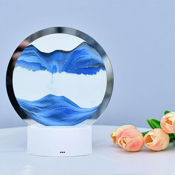 xgfhyjeh 7.87in 360° Rotating Small Table Lamps for Living room Contemporary Bedside Side End Led Table Lamp Modern Natural Nightstand Light Home Office Room Decor Moving Sand Art Decoration,glass