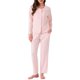 thumbnail image 1 of Conjuntos de pijamas para mujeres con encaje, blusa de manga larga con botones, ropa de dormir, pantalones con cintura elástica y bolsillos, M, rosa, 1 of 6