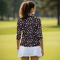 thumbnail image 4 of Garronmavis Heart Polka Dots Women's Golf Shirt and Sun Visor Hat Set Quarter Zip Golf Shirts for Women Breathable Fabric Women Sport Cloth Suitable for Tennis Enthusiasts Washable, 4 of 7