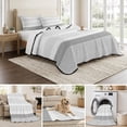 thumbnail image 6 of Twin XL Quilt Set 68''x98'', Grey Stripe Lightweight Summer Bedspread Coverlet Set with 2 Pillow Shams, Modern Abstract Monochrome Geometric Breathable All Season Quilt Bedding for Dorm/Guest Room, 6 of 9