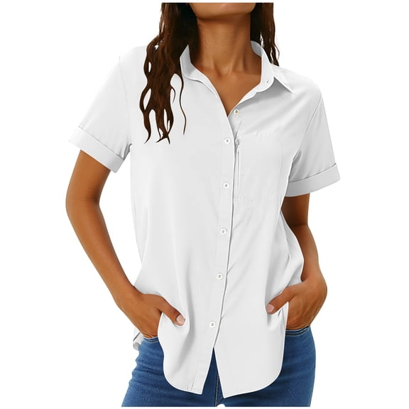 BLVB Women's Button down Shirts Upf 50 Short Sleeve Sun Protection Shirts Outdoor Quick Dry Shirt for Fishing, Hiking, Travel