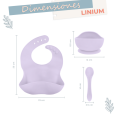 thumbnail image 2 of Kit Bebe Linium 3en1 Babero Cubiertos Plato Silicon Suave Color Lila, 2 of 9