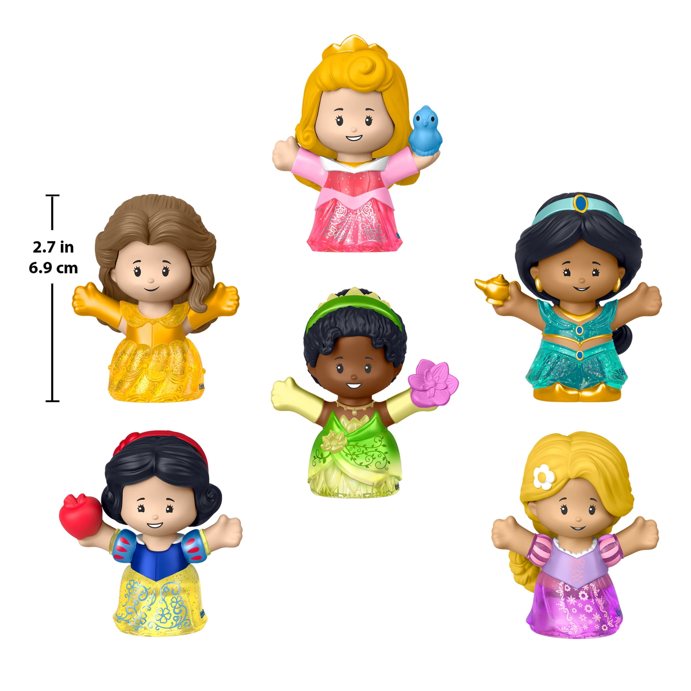 Fisher-Price Little People Disney Princess Shimmer Gowns Figure Set, 6 Characters