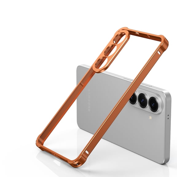 Metal Bumper for Samsung Galaxy S26 with Camera Lens Protection, Aluminum Shockproof Drop Protective Frame Minimalist Bumper Shell Heat Dissipation for Samsung Galaxy S26, Orange