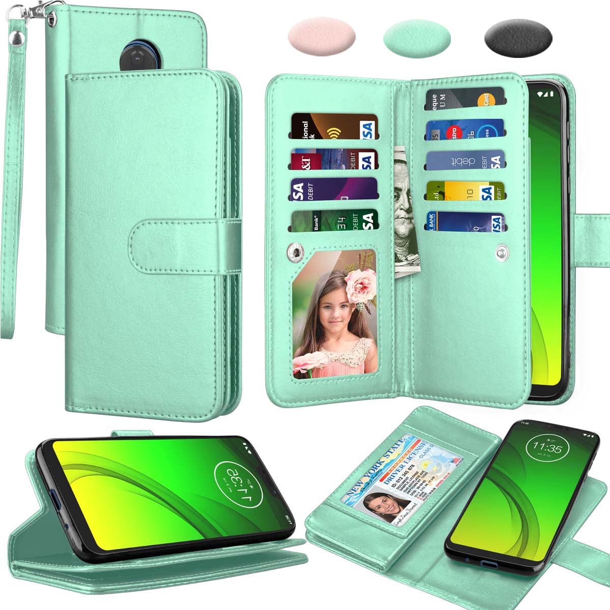 Shockproof Leather Flip Cover Case for Motorola Moto G7 G7 Plus with Card Holder Side Pocket Kickstand NETXI150688 N8 G7Plus NEXCURIO Wallet Case for Moto G7