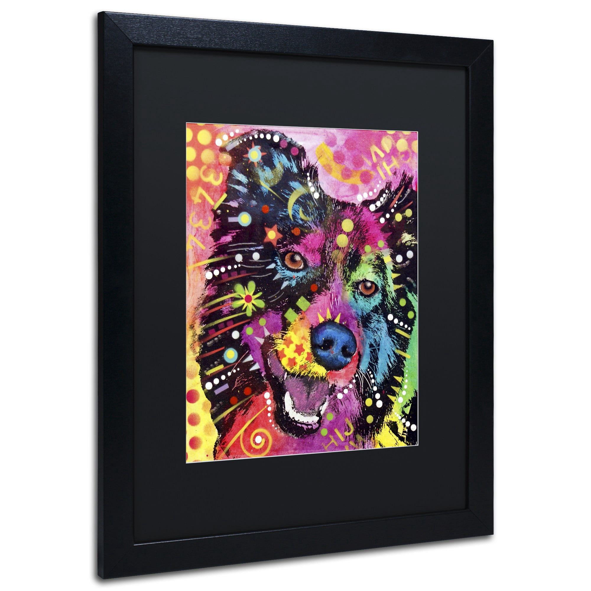 Trademark Fine Art "Border Collie 121109" Canvas Art by Dean Russo, Black Matte, Black Frame