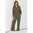 thumbnail image 3 of PRETTYGARDEN Women's 2 Piece Outfits Casual Lapel Half Zip Sweatshirts and Wide Leg Pants Tracksuit Sets, 3 of 8