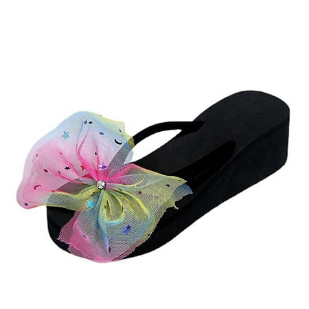 

VerPetridure Summer Sandals for Women 2023 Sandals Women Slope Heel Open Toe Bow-Knot Slippers Comfy Beach Shoes Flip Flop