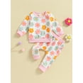 thumbnail image 2 of Bagilaanoe 2PCS Toddler Baby Girl Long Pants Set Floral Print Long Sleeve Sweatshirt Pullover Tops + Drawstring Sweatpants 6M 12M 18M 24M 3T Kids Casual Sweatsuits, 2 of 8