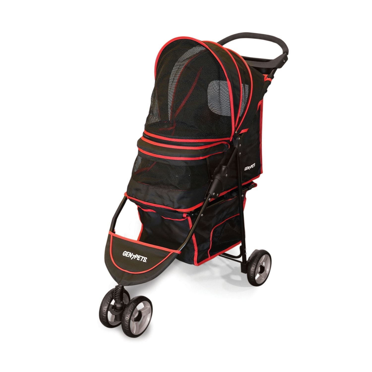 Gen7Pets Regal PLUS™ Pet Stroller, Dog Stroller - Cat Stroller, Black/Red