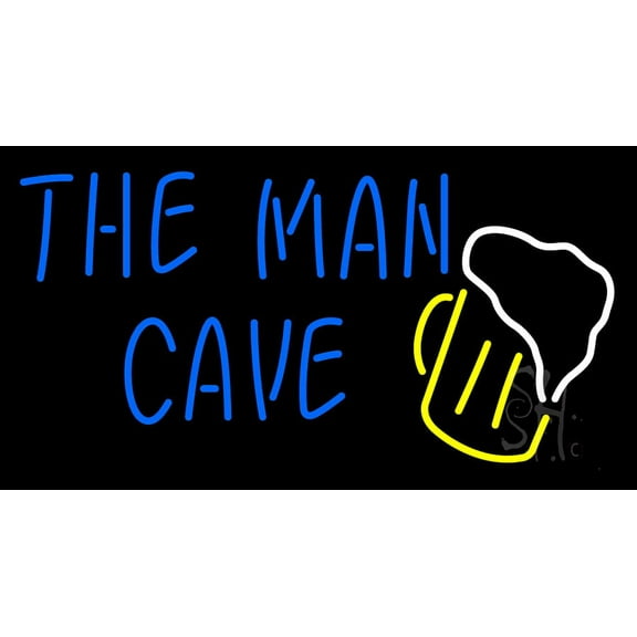 The Man Cave LED Neon Sign 20 x 37 - inches, Clear Edge Cut Acrylic Backing, with Dimmer - Bright and Premium built indoor LED Neon Sign for Bar decor.