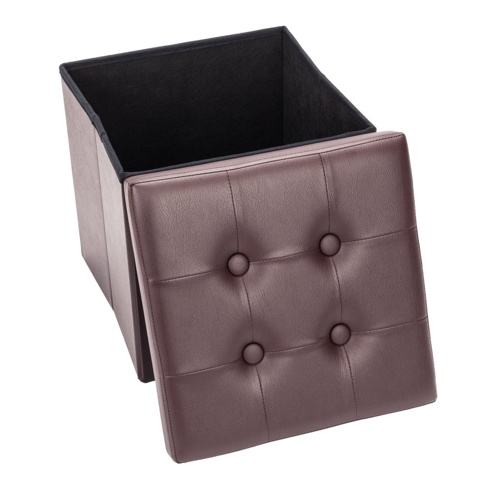 UBesGoo Portable Folding Leather Footstool Ottoman Storage Box Seat
