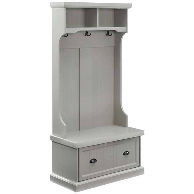 Crosley Furniture Shoreline Coastal Wooden Hall Tree in Gray
