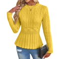 thumbnail image 6 of Women's Chunky Knit Crew Neck Long Sleeve Knit Top, Pleated Hem Top with Long Sleeves, Soft Lightweight Jumper Tops, 6 of 9
