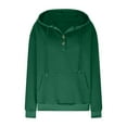 thumbnail image 5 of UPPADA Waffle Hoodies for Women Casual Button Down Sweatshirt Drawstring Long Sleeve Pullover Tops Fall Winter Clothes with Pockets Green,M, 5 of 5