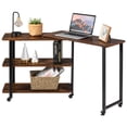 thumbnail image 1 of Costway Mesa de Servicio Giratoria con 3 Estantes y Tablero Amplio de Veta de Madera, Mesa Móvil con 6 Ruedas Universales, Estructura Metálica para Oficina, Dormitorio, Estudio, 80 x 30 x 67cm, 1 of 6
