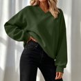 thumbnail image 4 of Inverlee Oversized V Neck Crewneck Sweatshirts for Women Long Sleeve Drop Shoulder Pullovers Solid Basic Loose Fit Casual Daily Tops Army Green S-XL, 4 of 7