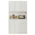 thumbnail image 4 of Wooden Kitchen Pantry Storage Cabinet with Drawer, Doors and Shelves, White, 4 of 7