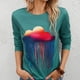 thumbnail image 2 of Blusa de camiseta estampada de manga larga con cuello redondo informal a la moda para mujer Pompotops  FGAJ8830, 2 of 9