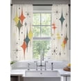 thumbnail image 2 of Multi-Color Diamond Sheer Curtains 63 Inch Length 2 Panels Set Window Treatments, Modern Geometric Middle Century Beige Rod Pocket Semi Curtains for Living Room/Bedroom/Kitchen Décor, 104"W x 63"L, 2 of 7