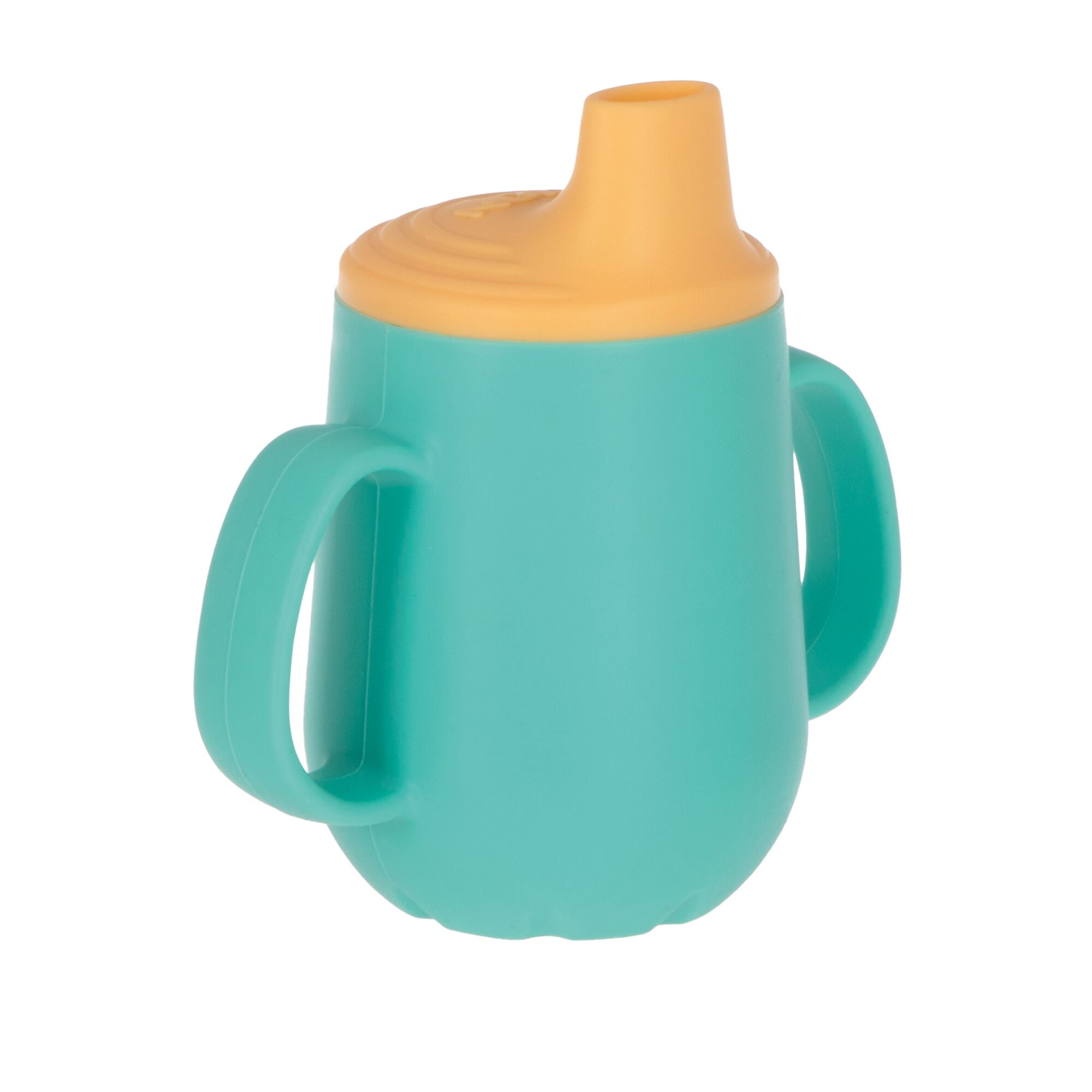 Nuby 2-Stage Silicone Training Cup with Handles and Spout for Toddlers, 6+ months, 4 oz, Blue/Yellow