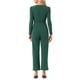 thumbnail image 3 of INSPIRAR CHIC Mono de Mujer con Cuello en V de Manga Larga, Cintura Ajustable, Pierna Ancha, Pantalones Largos, Mono Elegante de Punto S Verde Oscuro, 3 of 5