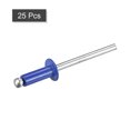 thumbnail image 3 of Unique Bargains 4mm x 10mm Aluminum Open End Flat Round Head Blind Rivets, Blue 25 Pack, 3 of 5
