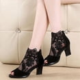 thumbnail image 2 of Sandalias de verano para mujer, zapatos de Boca de pescado, zapatos de tacón medio de talla grande para mujer, zapatos transpirables para mujer, tacones altos de malla de encaje, 2 of 3