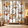 thumbnail image 2 of Lilixerw Halloween Shower Curtain, Orange White Pumpkin Floral Fall Print, with 12 Hooks Included, for Tub Enclosure and Bathroom Space Decoration, 70.8x59 inch, 2 of 6