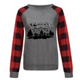 thumbnail image 4 of Sudadera de moda Gibobby con estampado navideño para mujer Top a cuadros negro L, 4 of 5