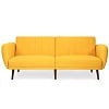 thumbnail image 1 of Costway Convertible Futon Sofa Bed Adjustable Couch Sleeper w/ Wood Legs Yellow, 1 of 10
