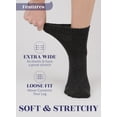 thumbnail image 4 of Hugh Ugoli Women's Cotton Diabetic Ankle Socks, Wide, Thin, Loose Fit and Stretchy, Seamless Toe & Non Binding Top, 4 Pairs, Charcoal, Shoe Size: 10-12, 4 of 7