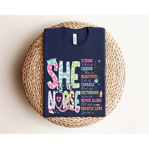 Christian She is a Nurse T-Shirt, Nurse Day Shirt, Religious Shirt, Nursing Shirt, Christian Shirt, Nurse Life, Bible Verse, Gift For Nurse TH220520