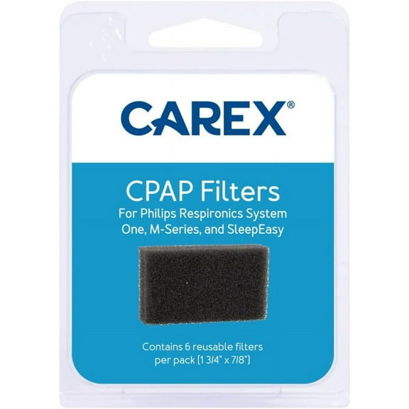 Carex Reusable CPAP Filters for Philips Respironics System One, m-Series, 1 3/4" x 7/8", 6 Count