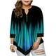 thumbnail image 2 of Tira de rayas con estampado de mujer Blouse V cuello Tops de talla grande S-5XLpangjing, 2 of 4