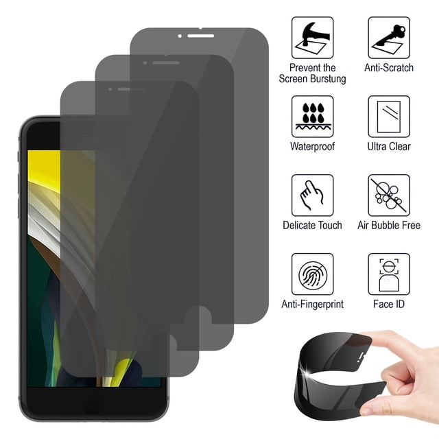 Privacidad Protector de pantalla completa Anti-See Vidrio templado para IPhone SE3 (2022) Película de acero de vidrio