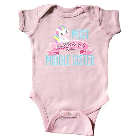 

Inktastic Most Magical Middle Sister- cute unicorn Gift Baby Girl Bodysuit