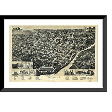 Historic Framed Print, GA Macon 1912 MAP, 17-7/8" x 21-7/8"