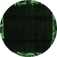 thumbnail image 1 of Ahgly Company Indoor Round Abstract Emerald Green Modern Area Rugs, 4' Round, 1 of 4