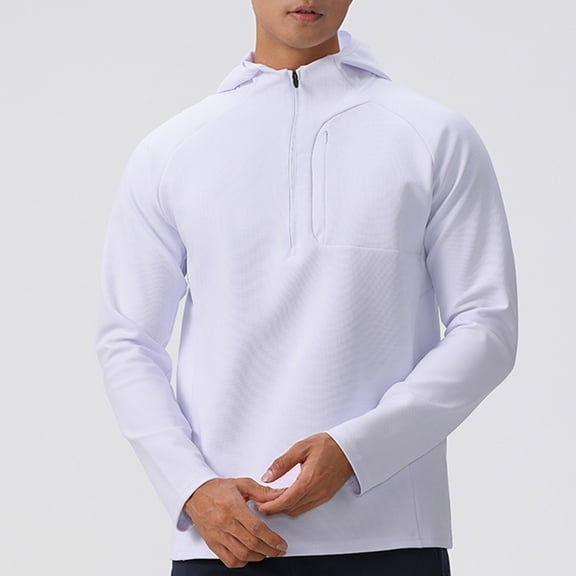 Kalauyu Hoodies for Men Quarter Zip Hooded Pullover Golf Sweatshirt for Men