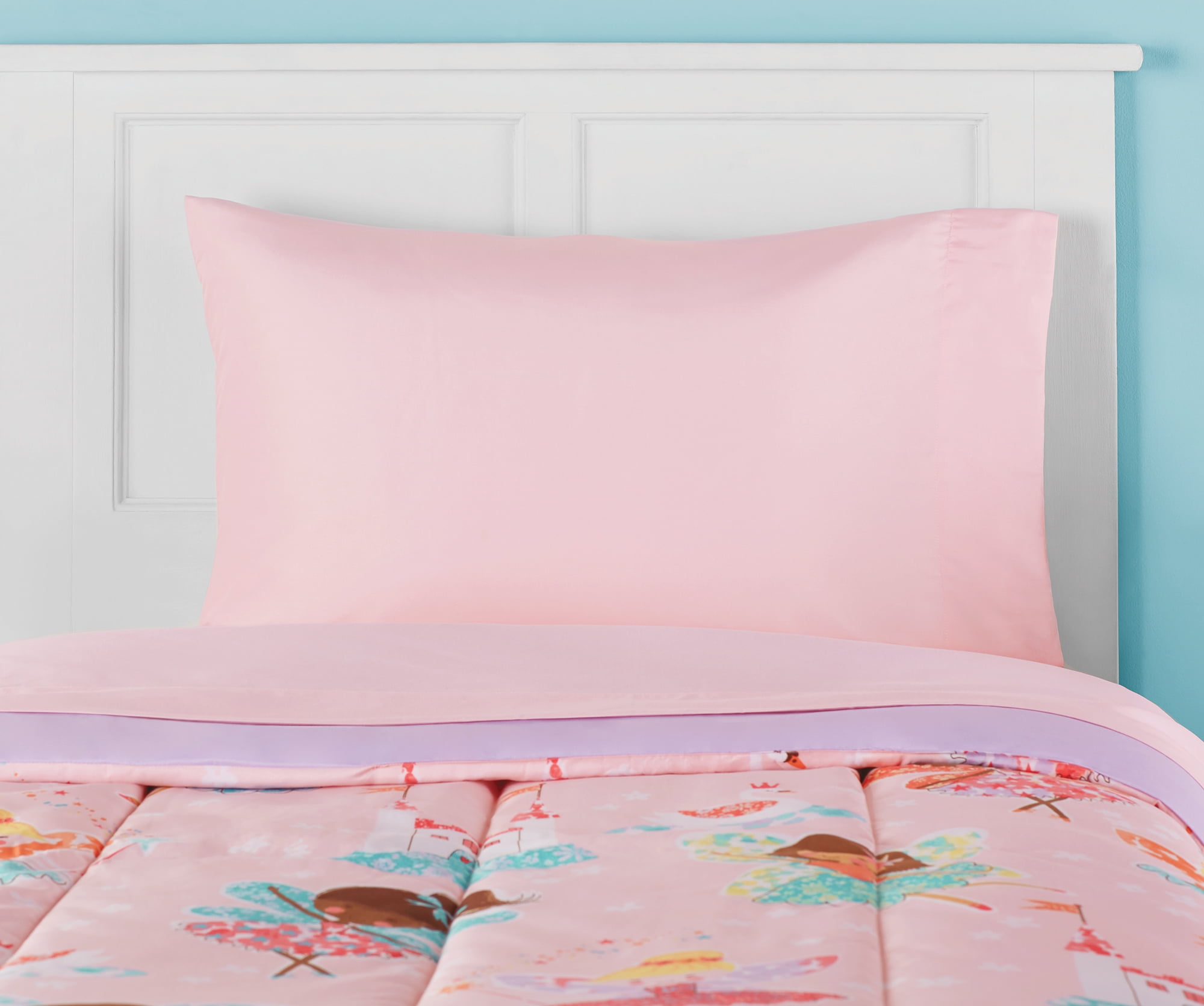 Your Zone 5 Piece Pink Fairies Reversible Polyester Bedding Set for Kids, Twin