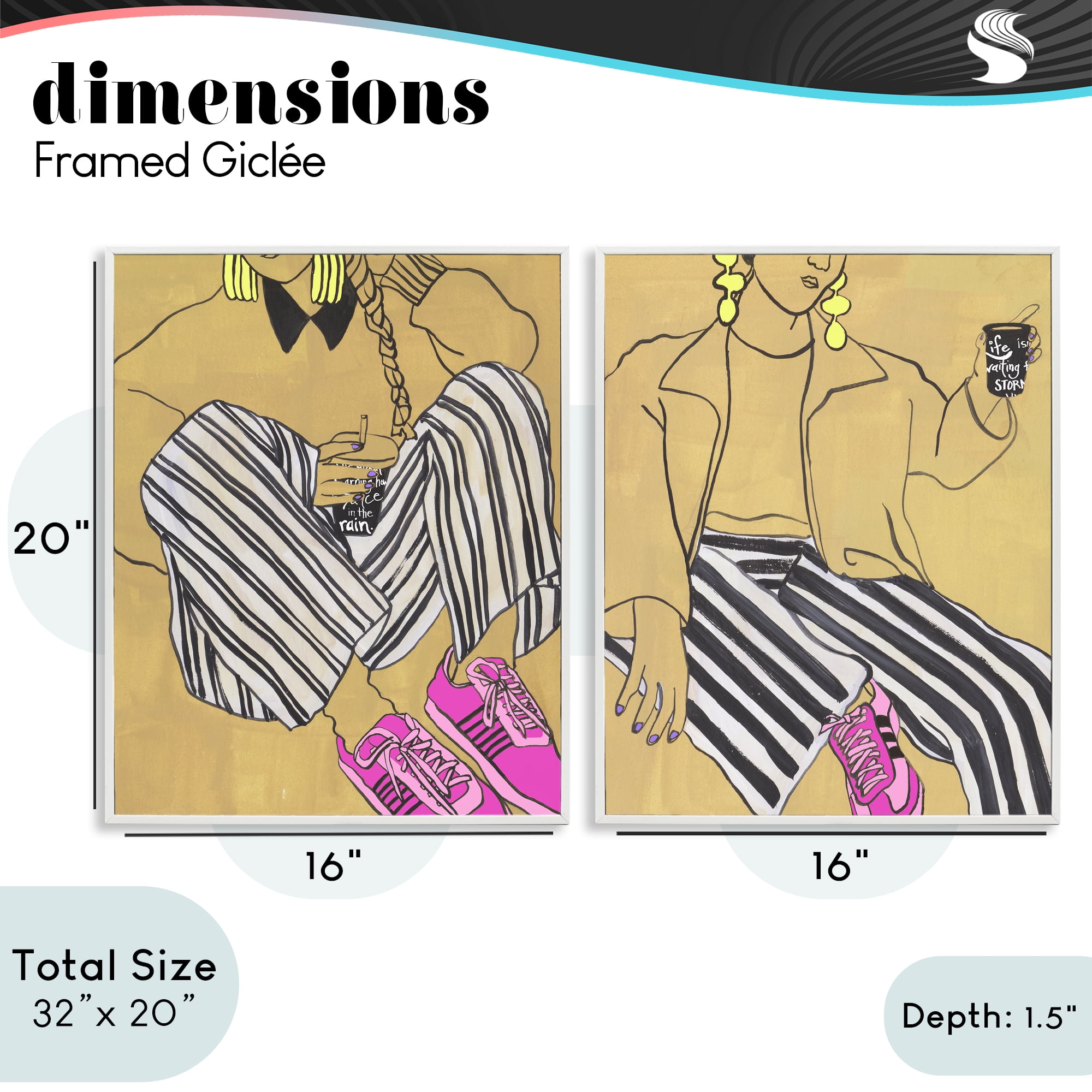 Stupell Industries Crimson Thread Fashion Poses 2 Piece White Framed Giclee Art Set, design by Melissa Wang